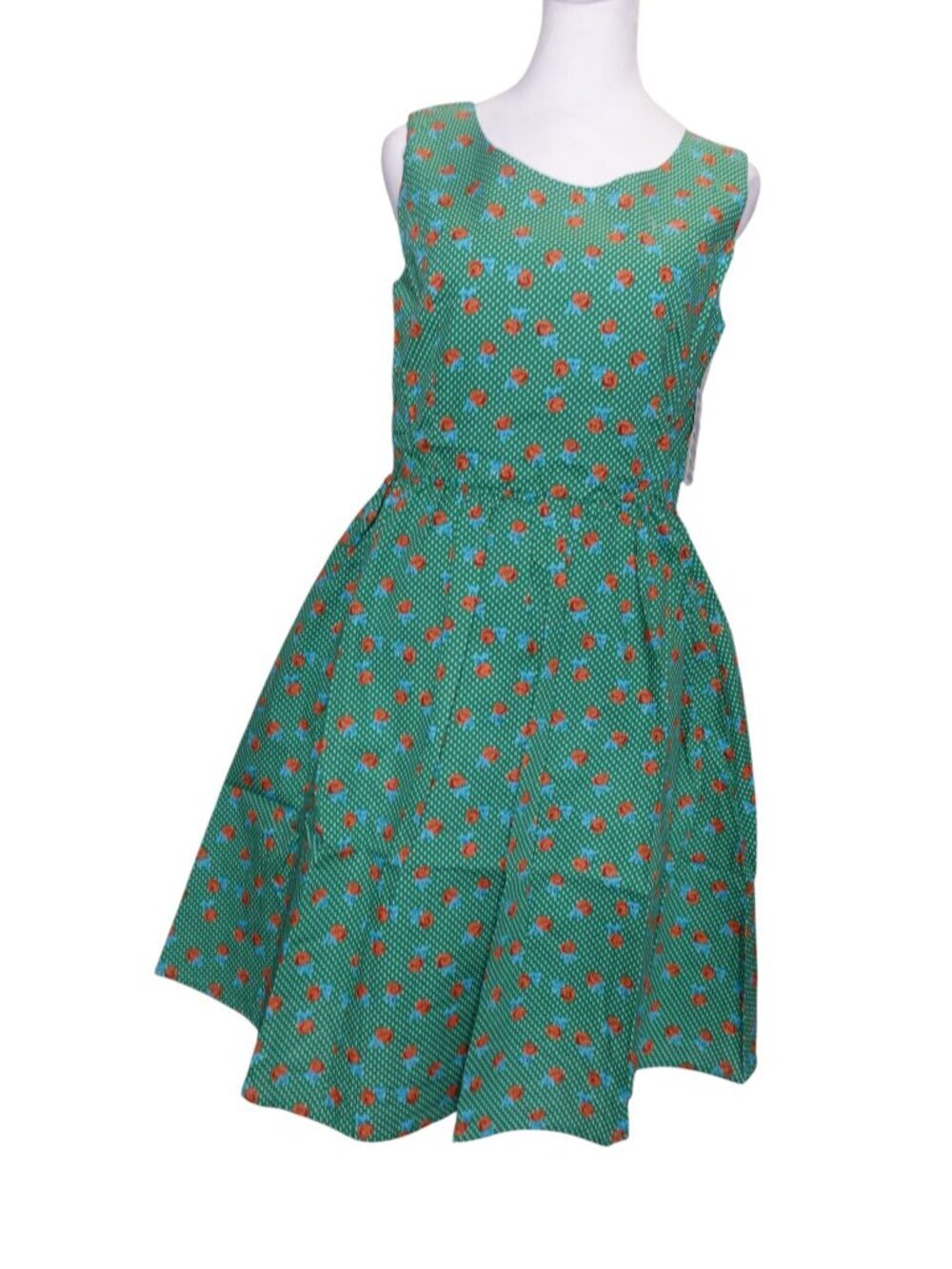TULIP B Women's A-Line Dress Vintage style 70's 80's rose polkadot size M NEW